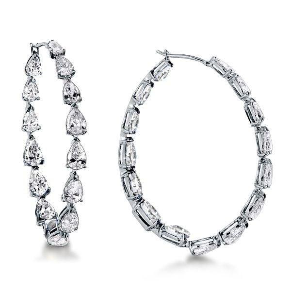 Inside Out Pear Cut Hoop Earrings for Women in Sterling Silver