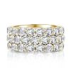 18K Gold Plated Sterling Silver Triple Row Created White Sapphire Wedding Band