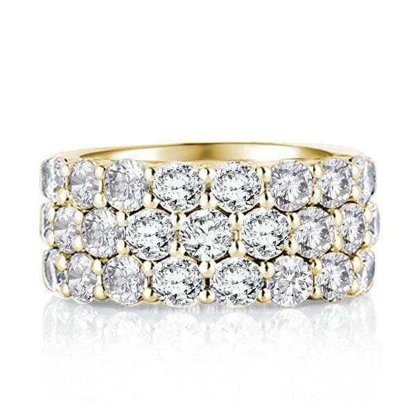 18K Gold Plated Sterling Silver Triple Row Created White Sapphire Wedding Band