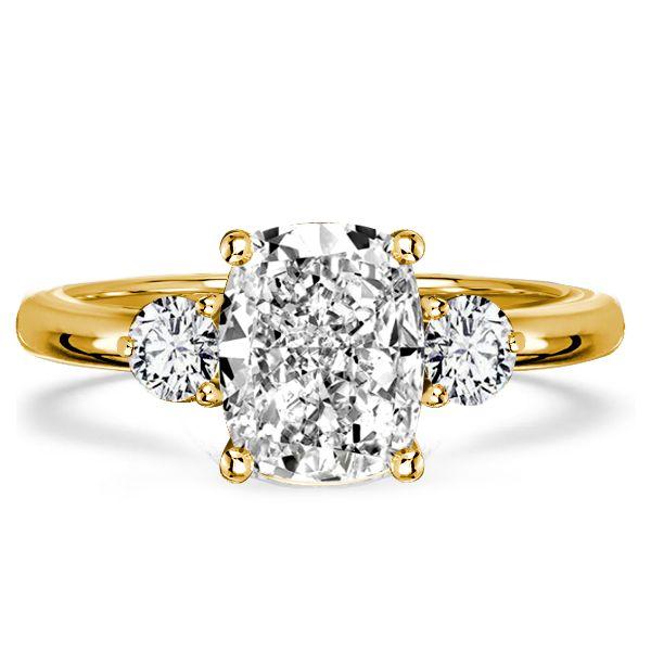 Three Stone Cushion Cut Sterling Silver Engagement Ring (2.92 CTW)