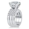 Princess Cut White Sapphire 3-Piece Wedding Ring Set in Rhodium Plated Sterling Silver