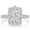 Vintage Style Radiant Cut Halo Engagement Ring for Women in 925 Sterling Silver