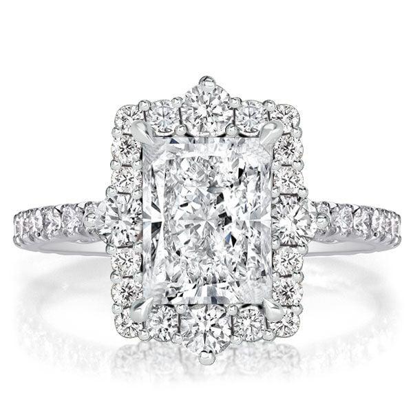 Vintage Style Radiant Cut Halo Engagement Ring for Women in 925 Sterling Silver