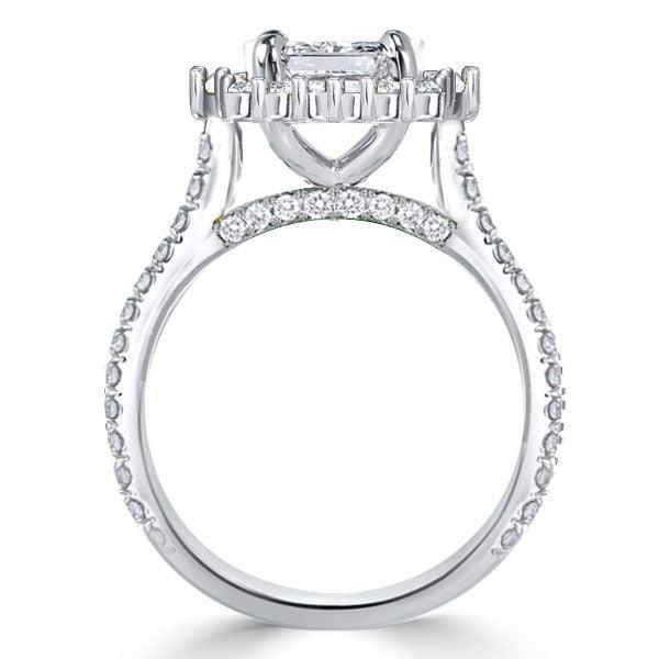 Vintage Style Radiant Cut Halo Engagement Ring for Women in 925 Sterling Silver