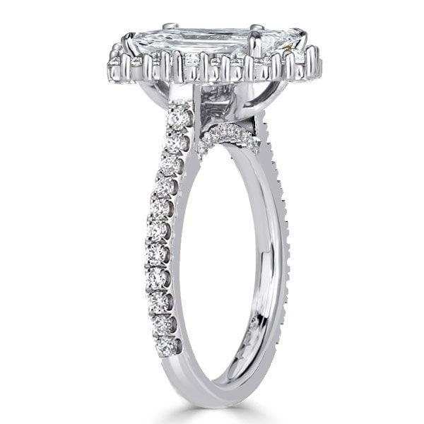 Vintage Style Radiant Cut Halo Engagement Ring for Women in 925 Sterling Silver