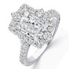 Vintage Style Radiant Cut Halo Engagement Ring for Women in 925 Sterling Silver