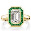 Halo Emerald Cut Engagement Ring - 2.75 CT Solitaire - Bezel Setting - 18K Gold Plated Sterling Silver