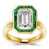Halo Emerald Cut Engagement Ring - 2.75 CT Solitaire - Bezel Setting - 18K Gold Plated Sterling Silver