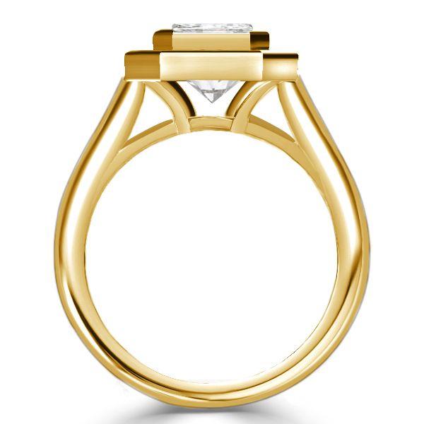Halo Emerald Cut Engagement Ring - 2.75 CT Solitaire - Bezel Setting - 18K Gold Plated Sterling Silver