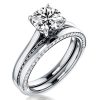 Classic Pave Solitaire Bridal Set - 925 Sterling Silver - 2.43 CT Center Stone