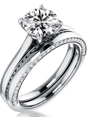 Classic Pave Solitaire Bridal Set - 925 Sterling Silver - 2.43 CT Center Stone