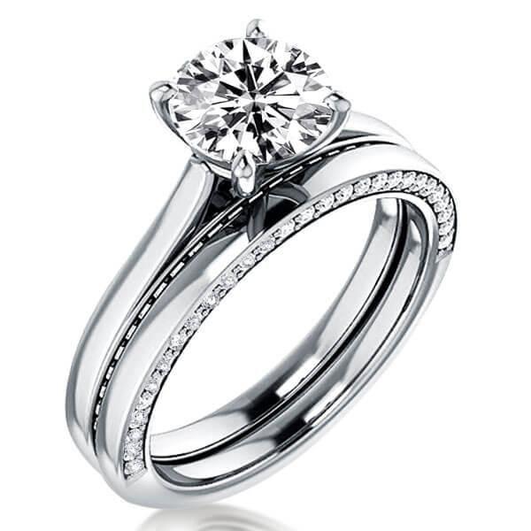 Classic Pave Solitaire Bridal Set - 925 Sterling Silver - 2.43 CT Center Stone