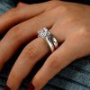 Classic Pave Solitaire Bridal Set - 925 Sterling Silver - 2.43 CT Center Stone