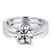 Classic Pave Solitaire Bridal Set - 925 Sterling Silver - 2.43 CT Center Stone