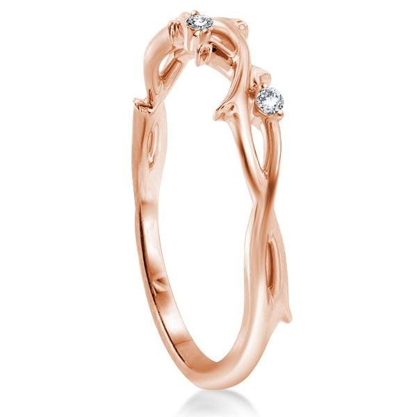 Rose Gold Twig Ring, 18K Plated Sterling Silver Braided Wedding Band for Women