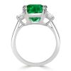 Radiant Cut Emerald Green Stone Ring, 5.00 CTW, 925 Sterling Silver Engagement Band