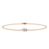 Rose Gold Marquise CZ Bracelet - Dainty Single Stone - Sterling Silver