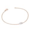 Rose Gold Marquise CZ Bracelet - Dainty Single Stone - Sterling Silver