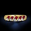 Affordable Golden Round Cut Ruby and White Sapphire Wedding Band in 18K Gold Plated Sterling Silver