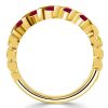Affordable Golden Round Cut Ruby and White Sapphire Wedding Band in 18K Gold Plated Sterling Silver