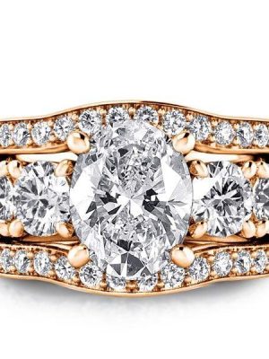 18K Rose Gold Plated Sterling Silver Engagement Ring with 5.00 CT Center Stone