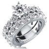 925 Sterling Silver Bridal Ring Set for Women - Single Stone Engagement & Wedding