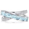 Aquamarine Baguette Criss-Cross Wedding Band in Sterling Silver (1.67 CT TW)