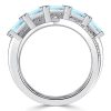 Aquamarine Baguette Criss-Cross Wedding Band in Sterling Silver (1.67 CT TW)