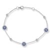 Vintage Blue Sapphire Halo Chain Bracelet in Sterling Silver