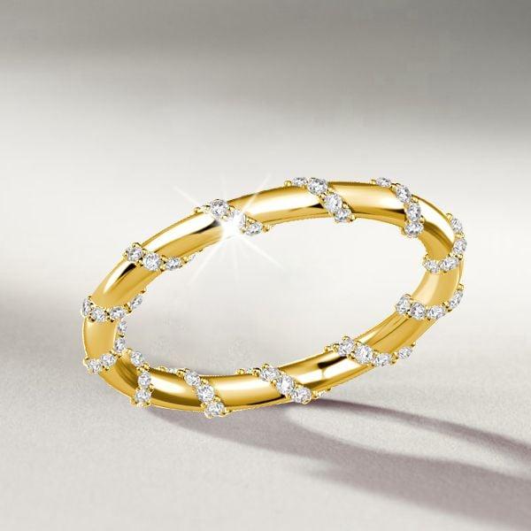 Antique Twist Eternity Wedding Band for Women, 18K Gold Plated Sterling Silver