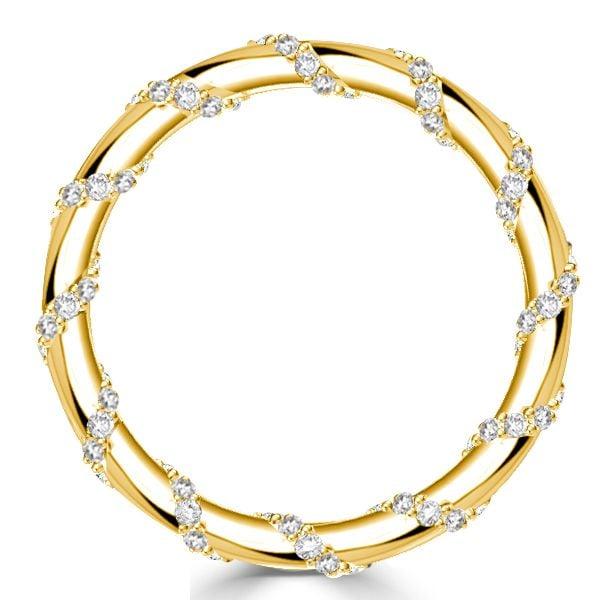 Antique Twist Eternity Wedding Band for Women, 18K Gold Plated Sterling Silver