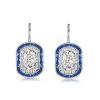 Double Halo Drop Earrings - 925 Sterling Silver, 3.20 CT. TW.