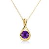 Amethyst Pendant Necklace for Women - 925 Sterling Silver Round Cut Drop