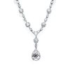 Sterling Silver Halo Pear & Round Pendant Necklace - 18 Inch Chain