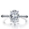 Oval White Sapphire Solitaire Engagement Ring - 925 Sterling Silver
