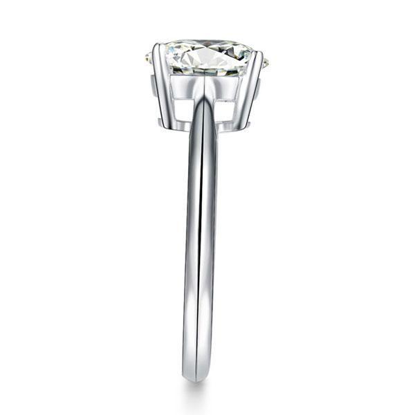 Oval White Sapphire Solitaire Engagement Ring - 925 Sterling Silver