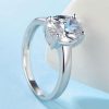 Oval White Sapphire Solitaire Engagement Ring - 925 Sterling Silver