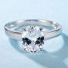 Oval White Sapphire Solitaire Engagement Ring - 925 Sterling Silver