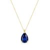 Pear Cut Blue Solitaire Pendant Necklace - 925 Sterling Silver