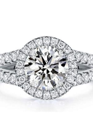 Halo Split Shank Engagement Ring - Sterling Silver, 2.64 CT. TW.