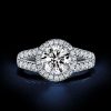 Halo Split Shank Engagement Ring - Sterling Silver, 2.64 CT. TW.