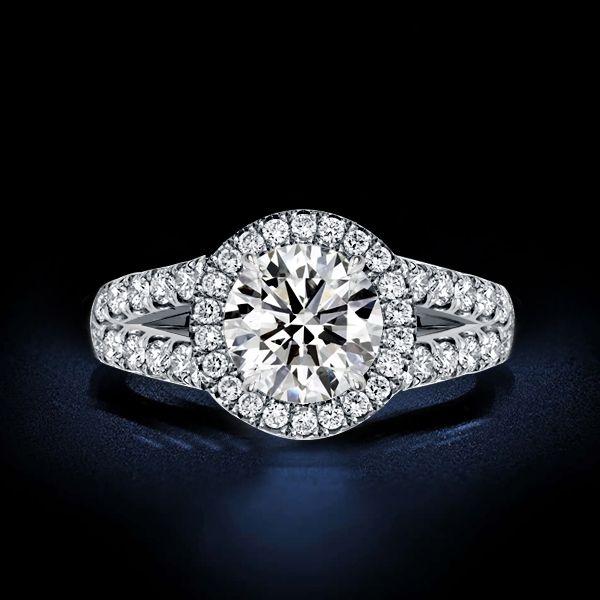 Halo Split Shank Engagement Ring - Sterling Silver, 2.64 CT. TW.