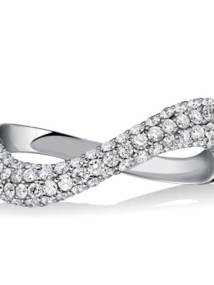 0.58 CT. TW. White Sapphire Pave Anniversary Band in Rhodium-Plated Sterling Silver