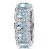 Aquamarine Halo Cushion Cut Wedding Band in Sterling Silver