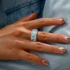 Aquamarine Halo Cushion Cut Wedding Band in Sterling Silver