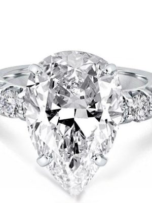 Pear Cut Sterling Silver Engagement Ring - 9 CT Center Stone