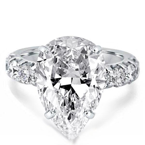 Pear Cut Sterling Silver Engagement Ring - 9 CT Center Stone