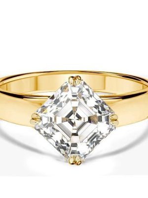 3.00 CT. TW. Asscher Cut White Sapphire Engagement Ring in Rhodium Plated Sterling Silver