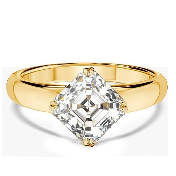 3.00 CT. TW. Asscher Cut White Sapphire Engagement Ring in Rhodium Plated Sterling Silver