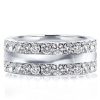 Triple Row Created White Sapphire Wedding Band - Sterling Silver